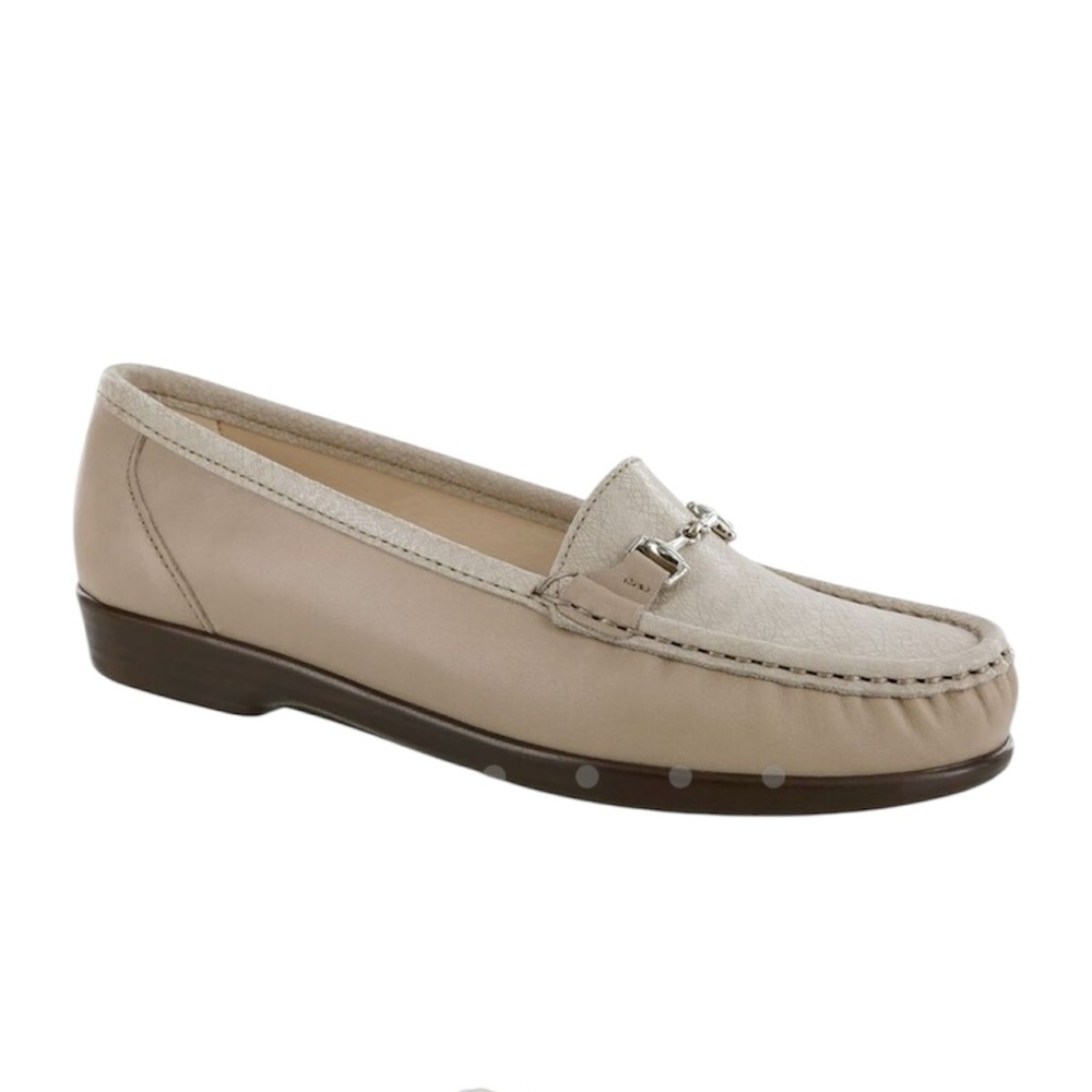 SAS Women's Gray White Leather Loafers with Silver 9.5